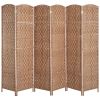 HOMCOM 6 Panel Wicker Room Divider 6' Tall Privacy Screen Natural