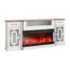 VEVOR 80 in Fireplace TV Stand 20 LED Lights Remote Control & Timer Brown+White