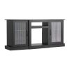 VEVOR TV Stand for TVs up to 65 inch, Modern Entertainment Center with Light Strip, Wooden TV Cabinet Storage with Glass Doors and Adjustable Shelves