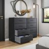 8-Drawer Dresser with Large Fabric Drawers, Black