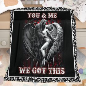 Beauty and Ghost human skeleton Printed Halloween Soft Cozy Lightweight Durable Plush Flannel Throw Blanket for Bedroom Living Rooms Sofa Couch 50Inch