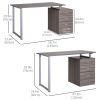 47" L Computer Desk Writing Table Workstation with Multi-Use Reversible File Drawers Metal Frame Home Office Furniture, Dark Wood Grain