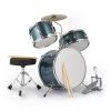 14"x10" 3-Pieces Junior Kids Drum Set Kit Pedal Drum Stick Wrench Drum Stool Sky Blue