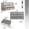 6-Drawer Dresser with Large Fabric Drawers, Grey