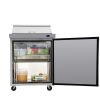 Orikool 29 IN Commercial Refrigerators Sandwich&Salad Prep Table with a Butcher Block Cutting Board, Protection Lid, Cold Storage, ETL Certified