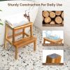 2-Step Wooden Stool, Solid Acacia Wood Step Stool for Adults and Kids, 19.6 Inches Tall, 350 lbs Capacity, Bathroom Bench