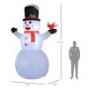 Outsunny 12FT Giant Inflatable Snowman, Christmas Blow Up Snowman with Rotating Colorful LED Light for Indoor, Outdoor, Yard