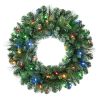Scottsdale Pine Color-Changing Pre-Lit LED Battery Powered Christmas Wreath with Timer, Green, 24"
