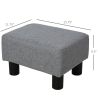 HOMCOM Versatile Accent: 16" Gray Linen Fabric Ottoman Cube Footrest & Pouf