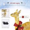 3pcs 54*38*122cm 30.00V 3.60W Family Elk Golden Iron Frame Cotton Thread Green Onion Powder Courtyard Elk Christmas Decoration