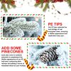 3FT Pre-lit Potted Snow Flocked Christmas Tree Mini Small Artificial Xmas Tree & 50 Lights and 365 PE&PVC Branch Tips for Front Door, Porch