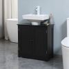 HOMCOM Under Sink Cabinet with 2 Doors and Shelf, Pedestal Sink Bathroom Vanity Furniture, Black