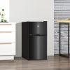 HOMCOM 3.2 Cu.Ft Double Door Mini Fridge with Freezer Adjustable Shelf Thermostat Reversible Door Black