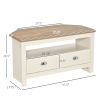 HOMCOM Corner TV Stand White Up To 50 Entertainment Center Console Table with Drawers Open Storage Living Room