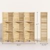 HOMCOM 6 Panel 67" Tall Wood Privacy Screen Room Divider with 3 Shelves and Folding Storage for Bedroom, Natural Wood