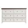 Farmhouse 6 Drawers Dresser for Bedroom, Wood Rustic Wide Chest of Drawers, Storage Dressers Organizer for Bedroom, Living Room, Hallway