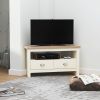 HOMCOM Corner TV Stand White Up To 50 Entertainment Center Console Table with Drawers Open Storage Living Room