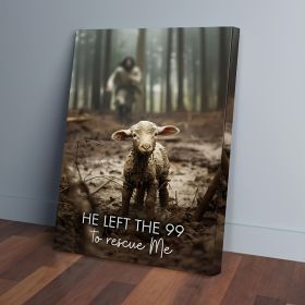 1 Piece Canvas Painting With Wood Frame, Ready To Hang, He Left 99 Sheep To Save Me, Man And Lost Sheep, Christian Wall Art, Framed Mural Print, (Option: 32x16inch)