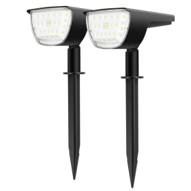 Solarek 32 LEDs Solar Landscape Spotlights IP65 Waterproof Solar Lights Auto On Off Solar Powered Security Wall Lights (Color: Black)