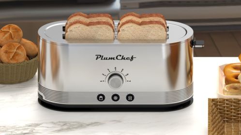 4-Slice Toaster, 7 Browning Settings, Defrost/Reheat Functions, Removable Crumb Tray, Full body Stainless Steel Housing, Anti-Fingerprint, Anti-Jam (Color: Silver)
