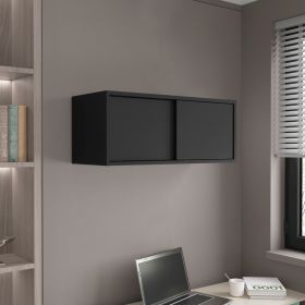 Slana Wall Cabinet, 2 Sliding doors, 1 Shelf (Color: Black)