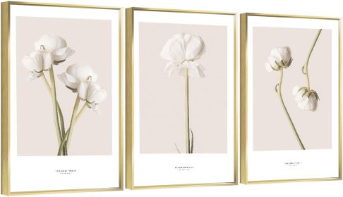 Framed Canvas Wall ArtOil Paintings Impressionism Aesthetic Prints Canvas Paintings for Living Room Bedroom Office Home; 3 Panels (GOLD: 24*36)