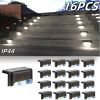 Led Solar Deck Lights 32 Pack Waterproof and Wide Use for Outdoor Stairs Step Fence Railing Yard and Patio Auto On/Off Easy Installation(Warm White)