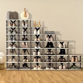 9-Layer Vertical Shoe Rack – Space-Saving Stackable Shoe Organizer for Entryway, Closet, Dorm, Bathroom – Easy Assemble Plastic Shoe Shelf (Color: Black nine)