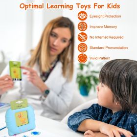 224 Words Kid Flash Talking Cards 112 Card Electronic Cognitive Audio Toddler Reading Machine Animal Shape Color Repeated Learning Cards English For C (Color: Blue)
