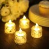 12 Pcs Flameless LED Light Candle LED Crystal Candle Light Transparent Shell Electronic Night Lamp Dating Party Holiday Home Decoration