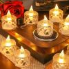 12 Pcs Flameless LED Light Candle LED Crystal Candle Light Transparent Shell Electronic Night Lamp Dating Party Holiday Home Decoration