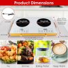 Portable Electric Double Burner 7000W, 110V Countertop Hot Plates with Smooth Heat-Resistant Glass Surface (Easy to Clean), 4 Preset Cooking Modes