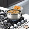 Silver Stainless Steel Deep Fryer with Built-in Dial Thermometer-9.5 inch (24cm) & 11 inch (28cm) Size