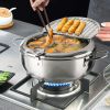 Silver Stainless Steel Deep Fryer with Built-in Dial Thermometer-9.5 inch (24cm) & 11 inch (28cm) Size