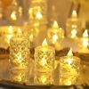 12 Pcs Flameless LED Light Candle LED Crystal Candle Light Transparent Shell Electronic Night Lamp Dating Party Holiday Home Decoration