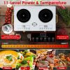 Portable Electric Double Burner 7000W, 110V Countertop Hot Plates with Smooth Heat-Resistant Glass Surface (Easy to Clean), 4 Preset Cooking Modes